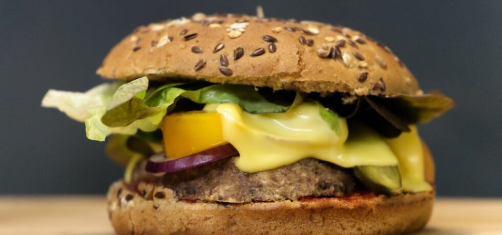 Vegetarian-burger-with-cheese-tomato-onion-and-salad